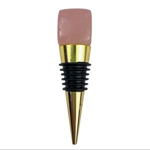 Rose Quartz Square Cut Crystal Stone gold metal plated wine bottle stopper